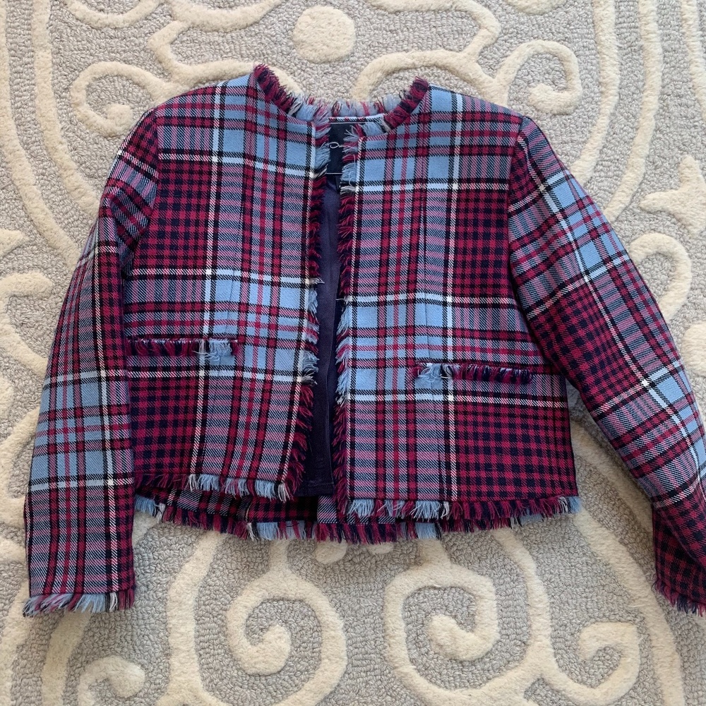 Oscar de la Renta Children's Plaid Fringe Jacket